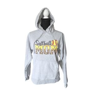 Port and Company Gray Softball Mom Hoodie Size S